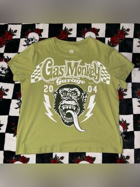 🔥5/$25🔥 NWOT Gas Monkey Garage Olive Green Graphic Tee Size Large
